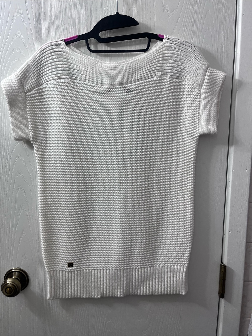 Ralph Lauren Cream Short-Sleeve Knit Scoop Neck Sweater